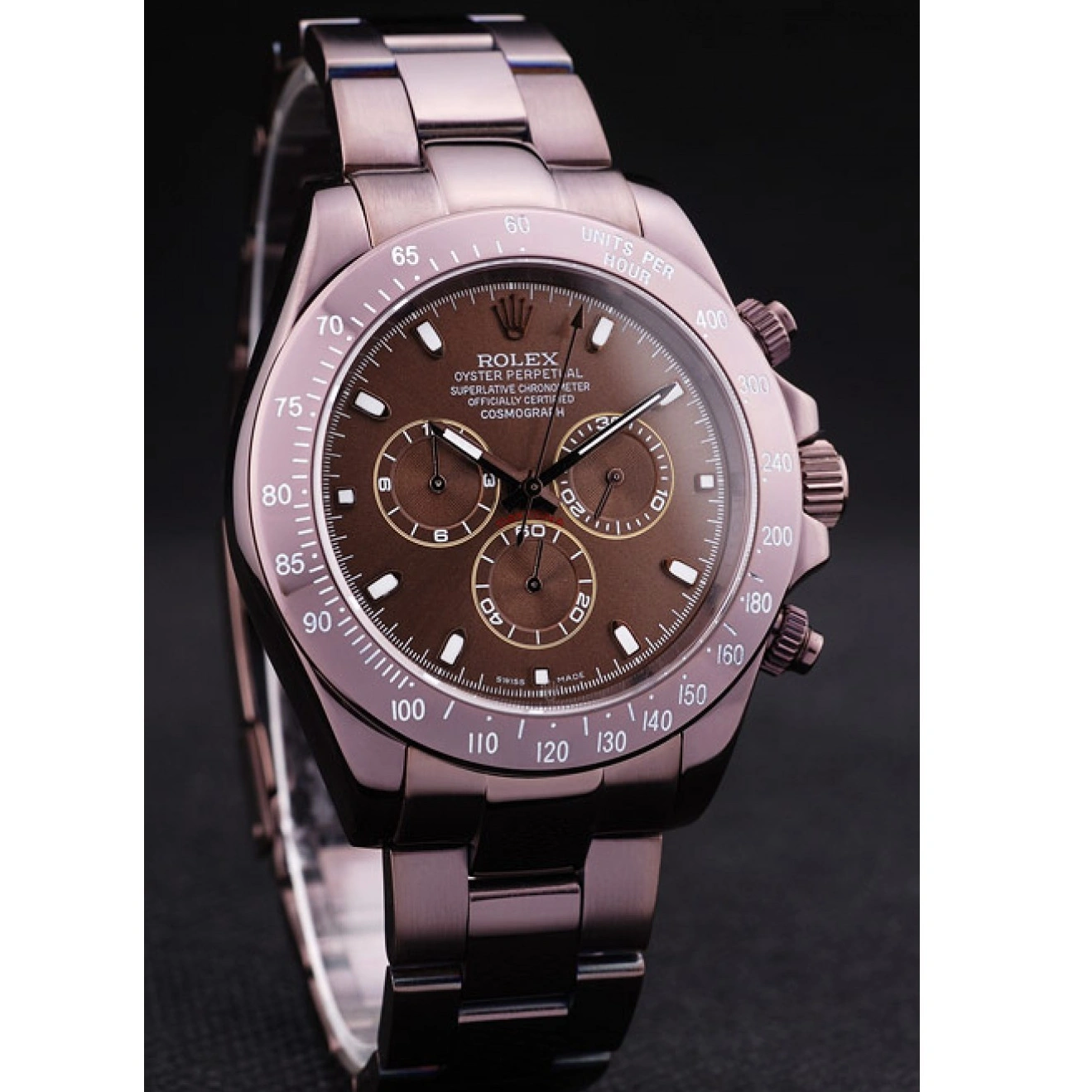 RepTime Watches 0419 Rolex Daytona Copper Stainless Steel Bezel Brown Dial 7477